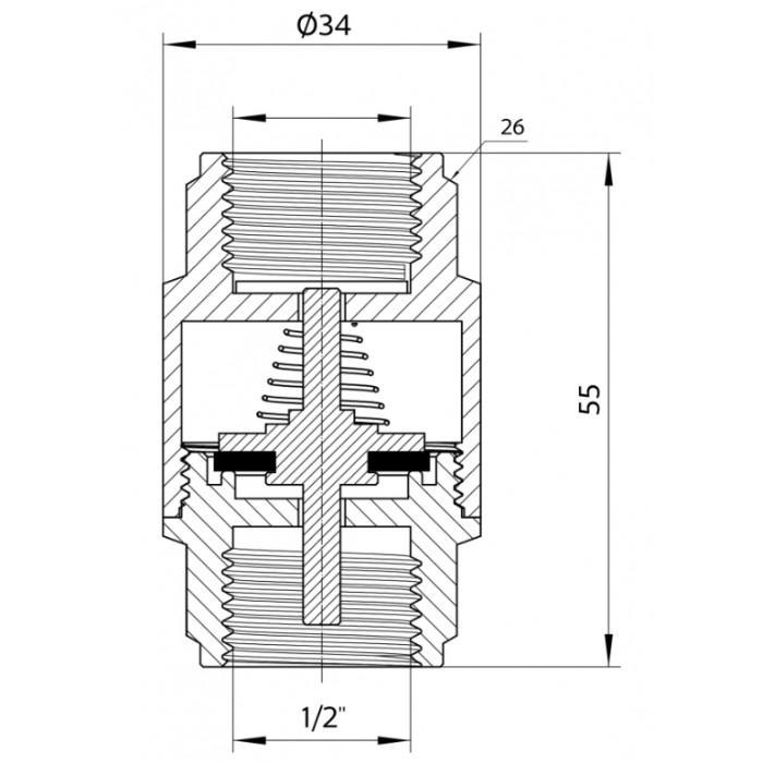 Зворотний клапан Thermo Alliance Forte 1/2" ВВ TAF240W15 з латунним штоком